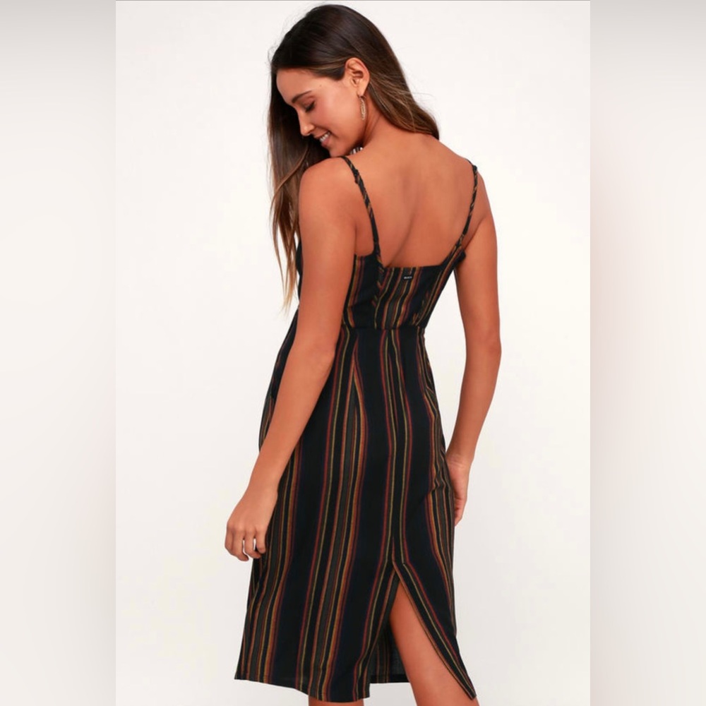 Black Multi Striped Button-Up Midi Dress - Picture 2 of 3